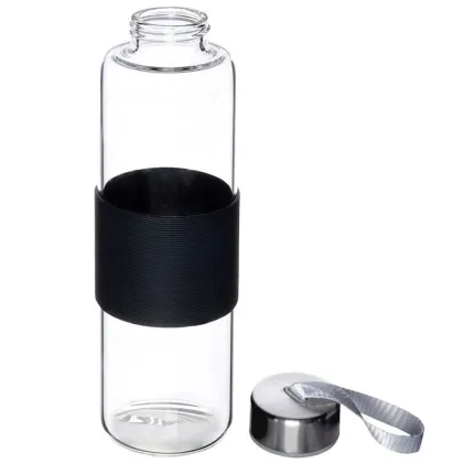 Stiklinis vandens buteliukas EXCELLENT HOUSWARE BLACK 600 ml