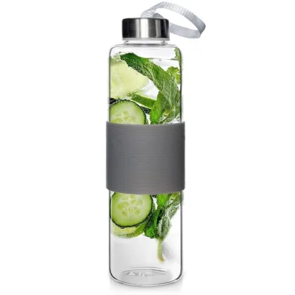 Stiklinis vandens buteliukas EXCELLENT HOUSWARE GRAY 600 ml