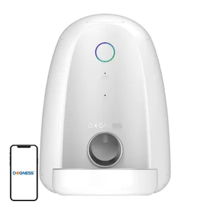 Išmanusis maisto dozatorius su metaliniu dubenėliu WIFI mini Dogness (baltas)