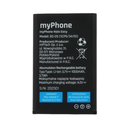 Battery for myPhone Halo Easy 1000mAh