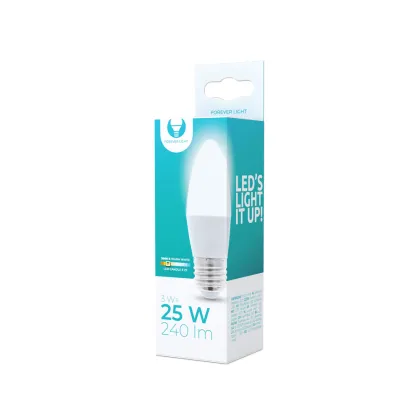LED lemputė E27 C37 3W 230V 3000K 240lm Forever Light