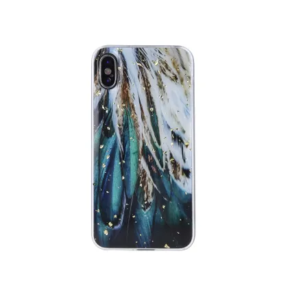Gold Glam case for iPhone 12 / 12 Pro 6,1&quot feathers