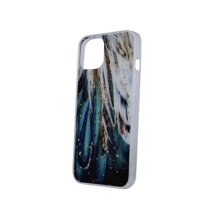 Gold Glam case for iPhone 12 / 12 Pro 6,1&quot feathers