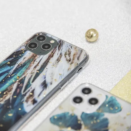 Gold Glam case for iPhone 12 / 12 Pro 6,1&quot feathers