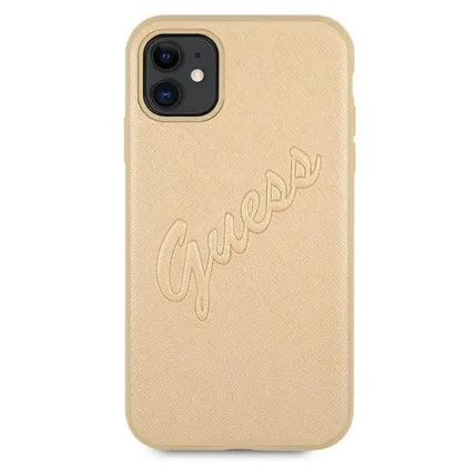 Guess case for iPhone 12 Pro Max 6,7&quot GUHCP12LRSAVSLG gold hard case Saffiano Vintage Script