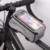 Waterproof bike frame bag with phone holder gray