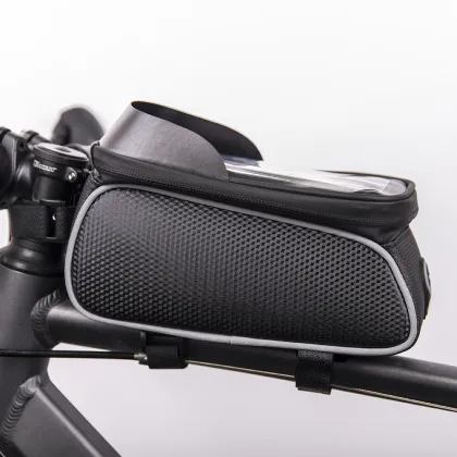 Waterproof bike frame bag with shielded phone holder Model01black