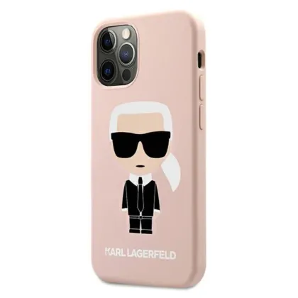 Karl Lagerfeld case for iPhone 12 Mini 5,4&quot KLHCP12SSLFKPI light pink hard case Silicone Iconic
