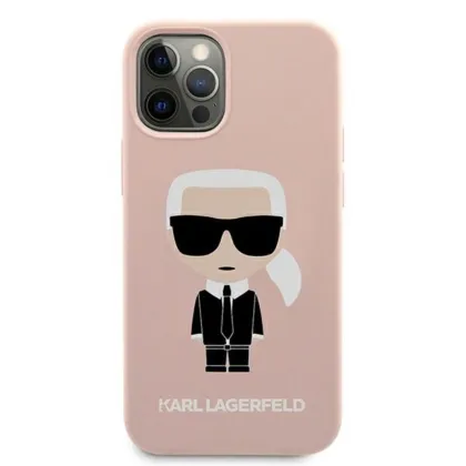Karl Lagerfeld case for iPhone 12 Mini 5,4&quot KLHCP12SSLFKPI light pink hard case Silicone Iconic