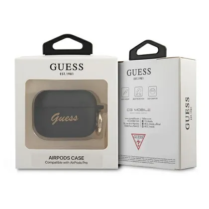Guess case for AirPods Pro GUAPSSSK black Silicone Vintage Script