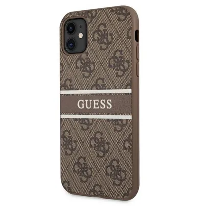 Guess case for iPhone 11 GUHCN614GDBR brown hard case 4G Stripe