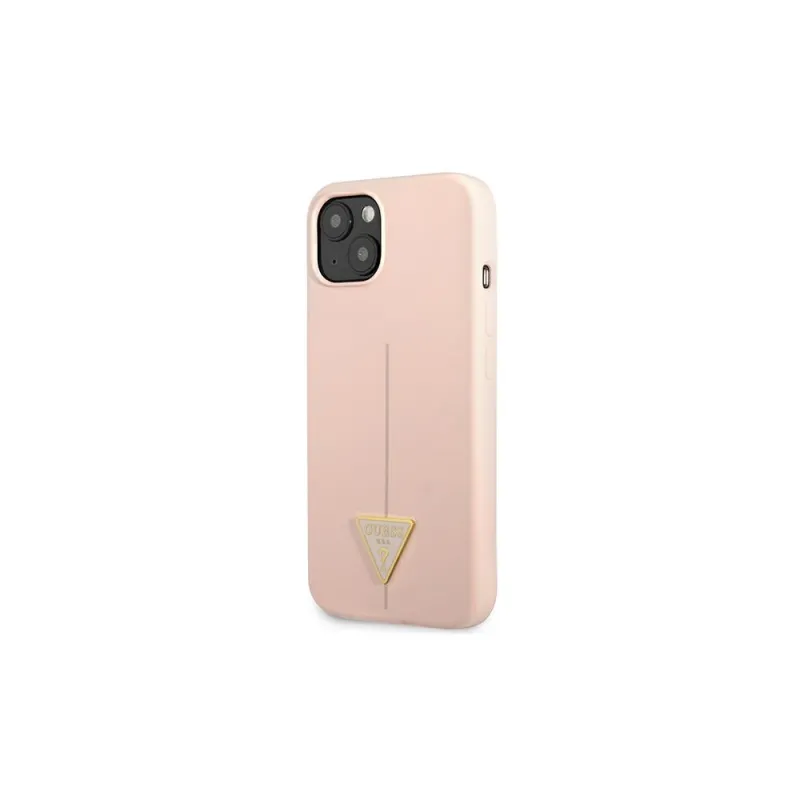 Guess case for iPhone 13 6,1&quot GUHCP13MSLTGP pink hard case Silicone Triangle Logo