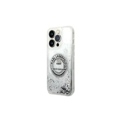 Karl Lagerfeld case for iPhone 14 Pro 6,1&quot KLHCP14LLCRSGRS silver hardcase Liquid Glitter RSG