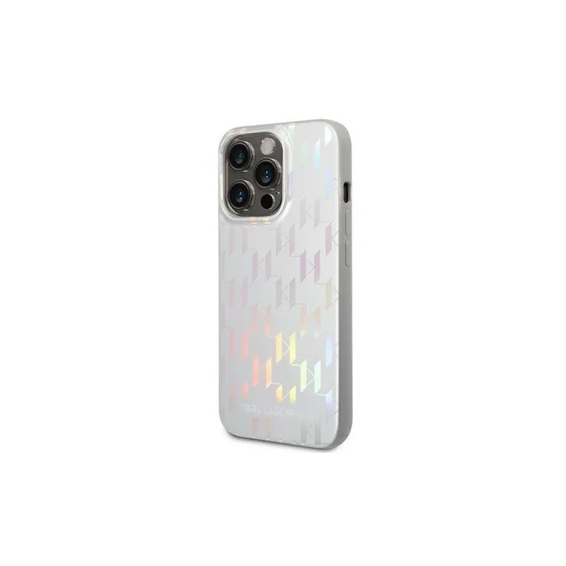 Karl Lagerfeld case for iPhone 14 Pro 6,1&quot KLHCP14LLGMMSV3 silver hardcase Monogram Iridescent