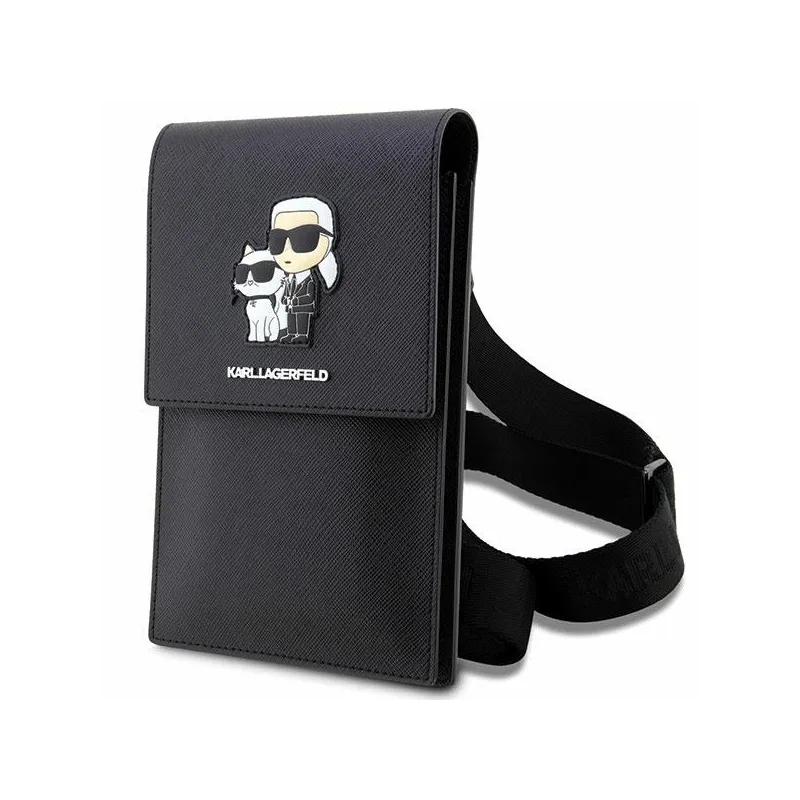 Karl Lagerfeld handbag for phone KLWBSAKCPMK black hardcase Phone Pounch Universal Saffiano K&C NFT