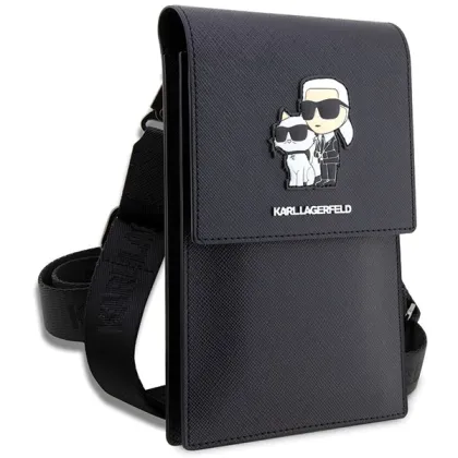 Karl Lagerfeld handbag for phone KLWBSAKCPMK black hardcase Phone Pounch Universal Saffiano K&C NFT