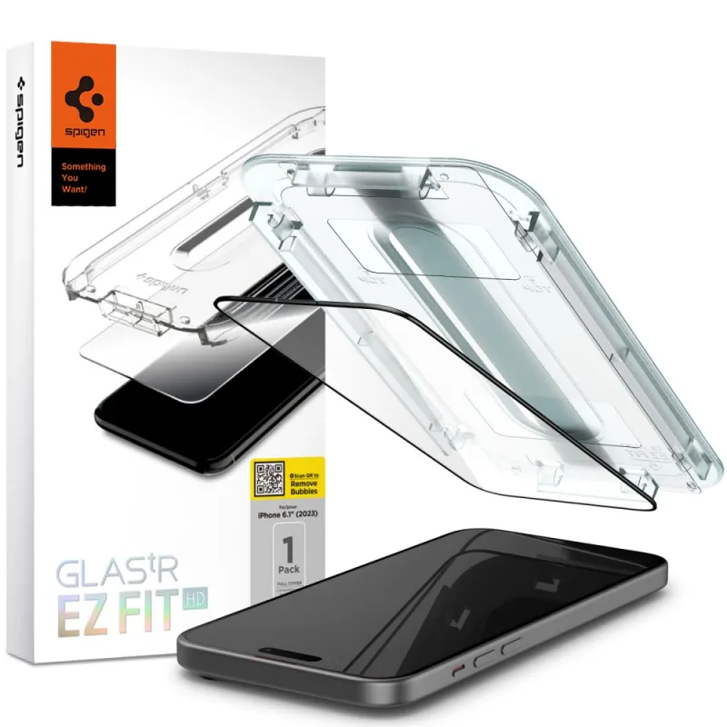 Spigen tempered glass GLAS.TR &quotEZ FIT&quot FC for iPhone 15 6,1&quot black
