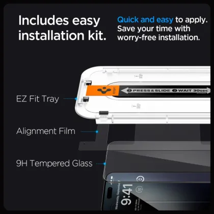 Spigen tempered glass GLAS.TR &quotEZ FIT&quot FC for iPhone 15 Pro 6,1&quot black