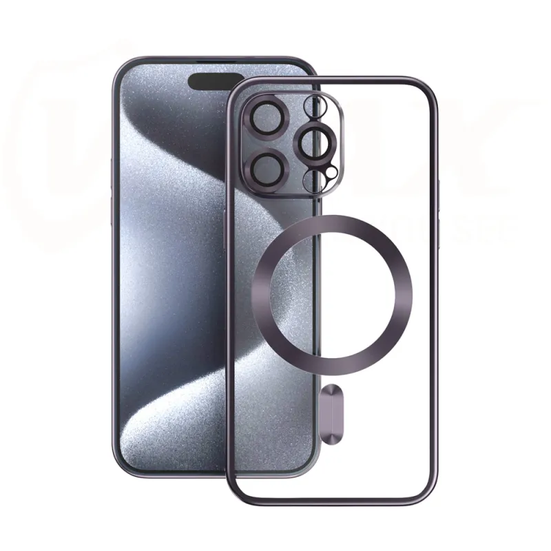 Vmax Electroplating Mag TPU case for iPhone 15 Plus 6,7&quot purple