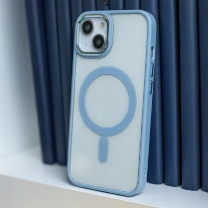Satin Clear Mag case for iPhone 13 6,1&quot blue