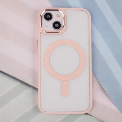 Satin Clear Mag case for iPhone 15 Pro Max 6,7&quot pink